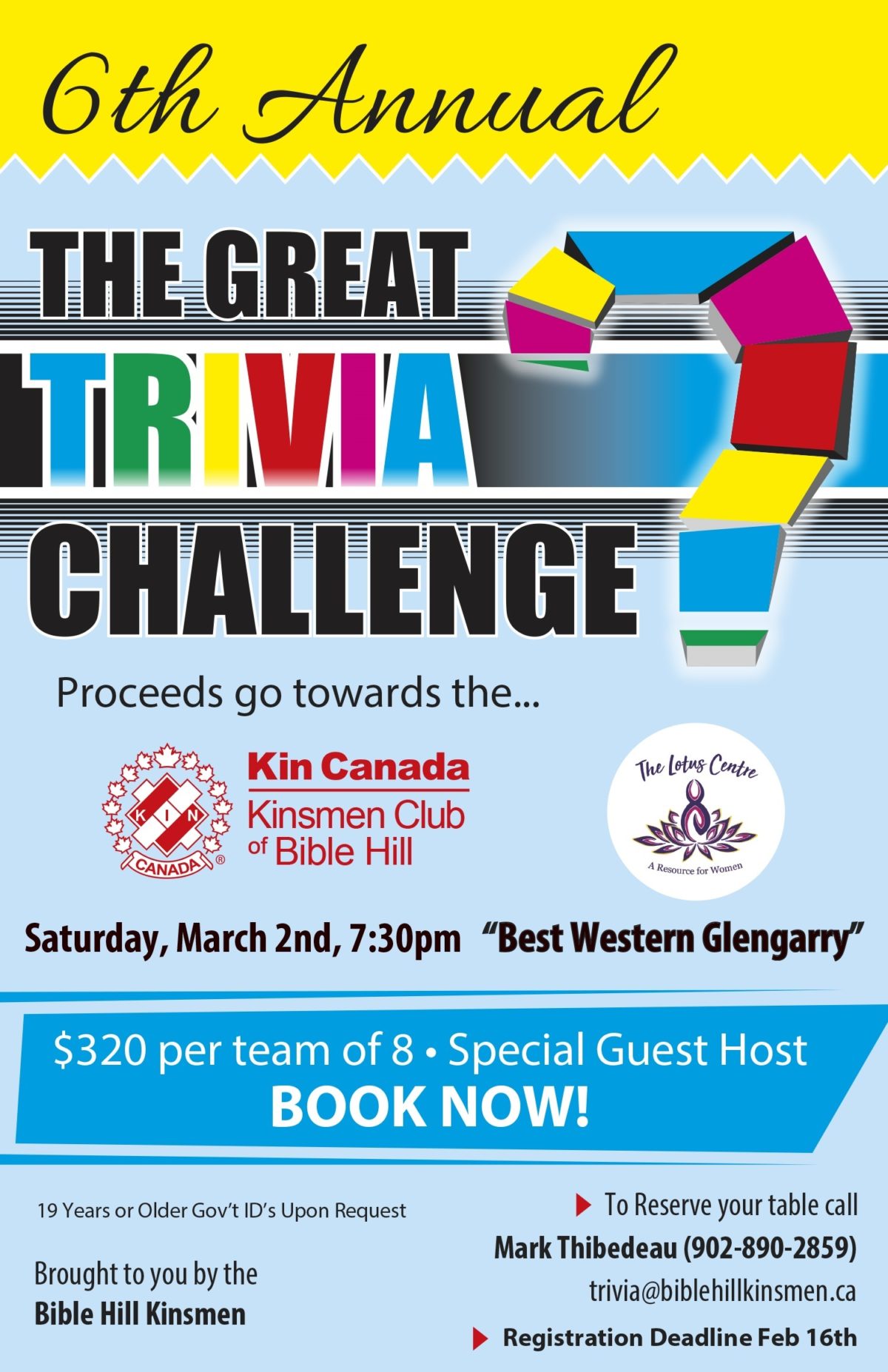 The Great Trivia Challenge Returns! Bible Hill Kinsmen